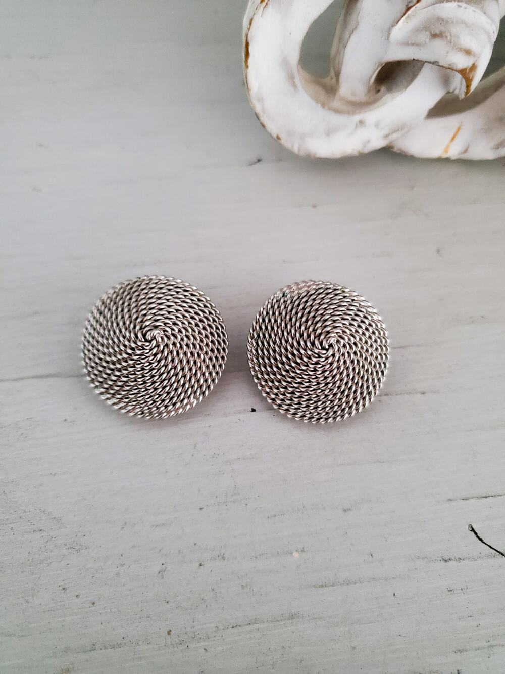 Vintage 1950s Napier Dome Rope Clip On Earrings